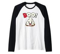 Boo - Halloween Holiday Cute Poo in Ghost Costume Poop Fun Raglan Baseball Tee