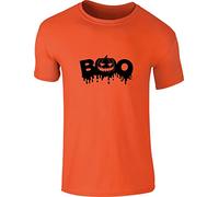 Boo Halloween T-Shirt Funny Boo Ghost Horror Scary Nightmare Jack-O-Lantern Pumpkin Unisex Gift Tee Top (Orange, L)