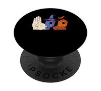 Boo Hands Sign Language Pride ASL Halloween Witch Pumpkin PopSockets Adhesive PopGrip