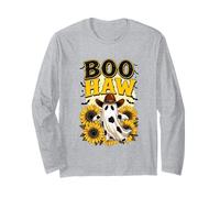 Boo Haw Ghost Halloween Country Western Spooky Cowgirl Howdy Long Sleeve T-Shirt