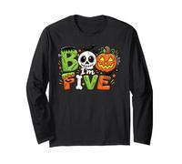 Boo I'm Five 5th Birthday Halloween Skull Monster Pumpkin Long Sleeve T-Shirt
