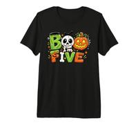 Boo I'm Five 5th Birthday Halloween Skull Monster Pumpkin Premium T-Shirt