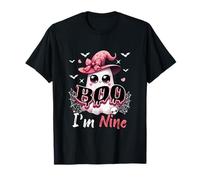 Boo I'm Nine Halloween 9th Birthday Boo As Witch Lover Kids T-Shirt