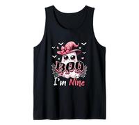 Boo I'm Nine Halloween 9th Birthday Boo As Witch Lover Kids Tank Top