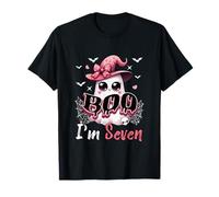 Boo I'm Seven Halloween 7th Birthday Boo As Witch Lover Kids T-Shirt