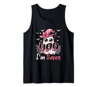 Boo I'm Seven Halloween 7th Birthday Boo As Witch Lover Kids Tank Top