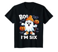 Boo I'm Six Ghost 6th Birthday Halloween Boy Kids Groovy T-Shirt