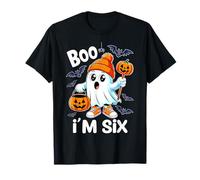 Boo I'm Six Ghost 6th Birthday Halloween Boy Kids Groovy T-Shirt