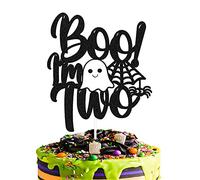 Boo I'm Two Cake Topper Halloween Ghost Bat Theme for Baby Girl Boy Party Decoration Supplies