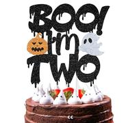 Boo I'm Two Cake Topper, Two Spooky, Ghost Pumpkin Decor, Halloween Happy 2nd Birthday Party Decorstions Supplies for Boy Girl