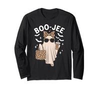 Boo JEE Ghost with Coffee Coquette Bow Halloween Women Girl Long Sleeve T-Shirt