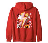 Boo Lightning Bolt Ghost Pumpkin Skulls Fun Zip Hoodie