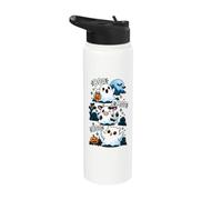 Boo Moo Hoo Cute Ghost Cow Owl Halloween Stainless Steel Insulated Water Bottle