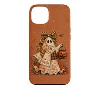 Boo Patchwork Ghost Leopard Bow Pumpkin Fall Halloween Art Case for iPhone 13