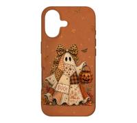 Boo Patchwork Ghost Leopard Bow Pumpkin Fall Halloween Art Case for iPhone 17