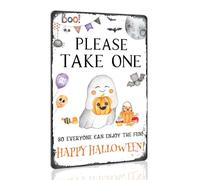 Boo Please Take One Metal Tin Sign So Everyone Can Enjoy the Fun Happy Halloween Vintage Decor Retro Poster for Home Wall Art Spooky Decoration Plaque 6x8 Inches