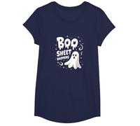 Boo Sheet Happens: Spooky Ghost Halloween Humor T-Shirt, Girls, Navy, XS