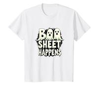 Boo Sheet Happens: Spooky Ghost Trio Halloween Humor T-Shirt, Kids, White, 6 Years