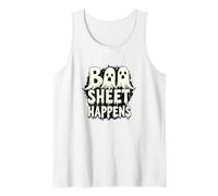 Boo Sheet Happens: Spooky Ghost Trio Halloween Humor Tank Top, Men, White, L