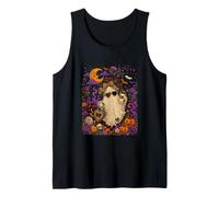 Boo Sunglasses Leopard Bow Tie Drinking Coffee Halloween Tank Top