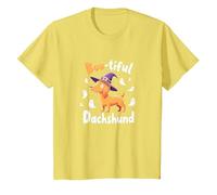 Boo-Tiful Dachshund Halloween Sweatshirt Spooky Dog Lover T-Shirt, Kids, Lemon, 3 Years