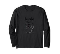 Boo-Tiful Girl: Cute Ghost for Halloween Lovers Long Sleeve T-Shirt, Adult Unisex, Black, S