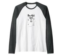 Boo-Tiful Girl: Cute Ghost for Halloween Lovers Raglan Baseball Tee, Men, Dark Heather/White, L