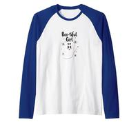 Boo-Tiful Girl: Cute Ghost for Halloween Lovers Raglan Baseball Tee, Men, Royal Blue/White, M