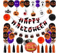Boo-tiful Halloween Party Pack! Complete Decor Kit: Letter Banner, Balloons, Fringe Tassels, Tissue Balls & Accessories - Easy Setup