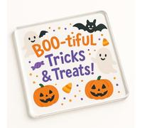 Boo-tiful Joys Acrylic Coaster Gift - Whimsical Cartoon Design for Halloween Party Home Decor Present