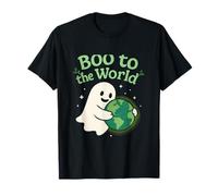 Boo to The World Spooky Ghost Earth Graphic T-Shirt