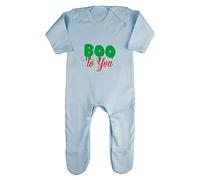 Boo to You Halloween Statement Baby Romper Jumpsuit with feet, 3-6 Months, Pastel Blue