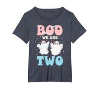Boo We are Two Cute 2nd Birthday Halloween Ghost for Twins T-Shirt, Women's Plus, Heather Blue, 5X