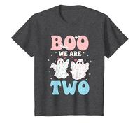 Boo We are Two Cute 2nd Birthday Halloween Ghost for Twins T-Shirt, Youth, Dark Heather Grey, 4T