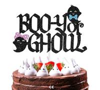 Boo-y or Ghoul Cake Topper, Boy or Girl/He or She Gender Reveal Cake Decor, Halloween Theme Baby Shower First Birthday Baby Announcement Party Decorations Supplies