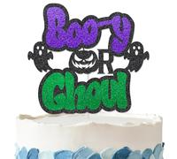 Boo-y or Ghoul Cake Topper - Glitter Boo-y or Ghoul Baby Shower Decorations for Halloween Party Supplies