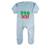 Boo Yah Halloween Statement Baby Romper Jumpsuit with feet, 0-3 Months, Pastel Blue