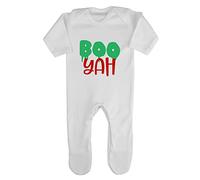 Boo Yah Halloween Statement Baby Romper Jumpsuit with feet, 0-3 Months, White