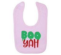 Boo Yah Halloween Statement Cotton Baby bib - Pastel Pink