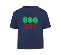 Boo Yah Halloween Statement Short Sleeve Cotton Toddler t Shirt, 3-4 Years, Navy
