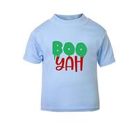 Boo Yah Halloween Statement Short Sleeve Cotton Toddler t Shirt, 3-4 Years, Pastel Blue