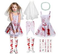 Booaee Halloween Children Zombie Bride Bloody Horror Vampire Long Dress Fancy Dress Ghost Bride Costume Carnival Cosplay