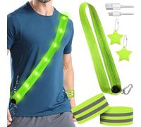 Booaee Reflective Band, Running Light Jogging with Reflectors Belt Clothing 2 Reflectors Bracelet 2 Reflector Star Pendant Light Strip Jogging Reflector Safety Light Running Belt Hiking Cycling