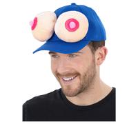 Smiffys Boob Peaked Cap, Blue Baseball Cap with Plush Novelty Boobs, Adult Humour Headwear for Stag Parties, Festivals & Fancy Dress Costume Accessories, World Book Day