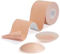 Boob Tape, Bob Tape for Large Breasts, Booby tape 5M Boobtapes with 2pcs Reusable Nipple Covers, Adhesive Bra Strapless bras Stick on Bra Invisible Body Tape for Breast Lift Tape for Breasts A-G Cup