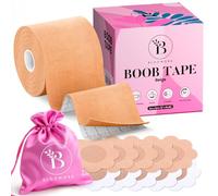Boob Tape, Invisible, Silicone Nipple Covers, Strapless Dress Accessories | Creates Seamless, Flawless Cleavage with a Breathable Cotton and Spandex Blend That Stays Gentle on Skin All Day - Beige