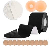 Boob tape set 5 in 1 bob for large breasts black best breast invisible bra body boobtapes tit boob_tape the booby 上boob breasts, Every Size