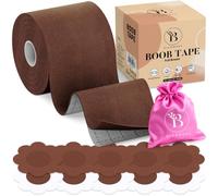 Boob Tape, Silicone Nipple Covers, Invisible, Strapless Dress Accessories | Creates Seamless, Flawless Cleavage with a Breathable Cotton and Spandex Blend That Stays Gentle on Skin All Day - Full Brown