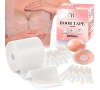 Boob Tape, Silicone Nipple Covers, Invisible, Strapless Dress Accessories | Creates Seamless, Flawless Cleavage with a Breathable Cotton and Spandex Blend That Stays Gentle on Skin All Day - Clear