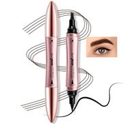 Boobeen 2 in 1 Micro Eyebrow Pen, Dual-Ended Brow Pencil Eyeliner for Women, with 4-Fork-Tip & Precise Brush-Tip, Waterproof, Hair Like Strokes